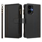For Boost Mobile Celero 5G 2024 Magnetic Closure 9 Card Slots Zipper Leather Case with Hand Strap(Black) - 2
