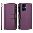 For Boost Mobile Celero 5G 2024 Magnetic Closure 9 Card Slots Zipper Leather Case with Hand Strap(Purple) - 2