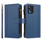 For Boost Mobile Celero 5G SC Magnetic Closure 9 Card Slots Zipper Leather Case with Hand Strap(Dark Blue) - 2