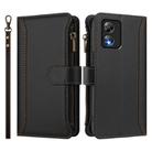 For Boost Mobile Celero 5G SC Magnetic Closure 9 Card Slots Zipper Leather Case with Hand Strap(Black) - 2