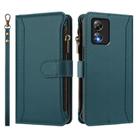 For Boost Mobile Celero 5G SC Magnetic Closure 9 Card Slots Zipper Leather Case with Hand Strap(Dark Green) - 2