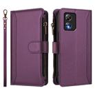 For Boost Mobile Celero 5G SC Magnetic Closure 9 Card Slots Zipper Leather Case with Hand Strap(Purple) - 2