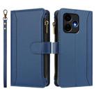 For Boost Mobile Celero 5G+ 2024 Magnetic Closure 9 Card Slots Zipper Leather Case with Hand Strap(Dark Blue) - 2