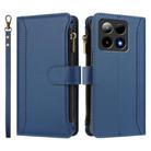 For Boost Mobile Summit 5G Magnetic Closure 9 Card Slots Zipper Leather Case with Hand Strap(Dark Blue) - 2
