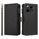 For Boost Mobile Summit 5G Magnetic Closure 9 Card Slots Zipper Leather Case with Hand Strap(Black) - 2