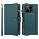 For Boost Mobile Summit 5G Magnetic Closure 9 Card Slots Zipper Leather Case with Hand Strap(Dark Green) - 2
