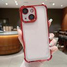 For iPhone 14 Plus Electroplating Space TPU Four-corner Shockproof Phone Case with Lens Film(Red) - 1