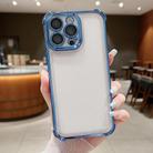 For iPhone 13 Pro Max Electroplating Space TPU Four-corner Shockproof Phone Case with Lens Film(Blue) - 1