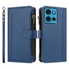For Motorola Moto G75 5G Magnetic Closure 9 Card Slots Zipper Leather Case with Hand Strap(Dark Blue) - 2
