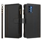For Nokia C300 Magnetic Closure 9 Card Slots Zipper Leather Case with Hand Strap(Black) - 2