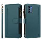 For Nokia C300 Magnetic Closure 9 Card Slots Zipper Leather Case with Hand Strap(Dark Green) - 2