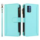 For Nokia C300 Magnetic Closure 9 Card Slots Zipper Leather Case with Hand Strap(Mint Green) - 2