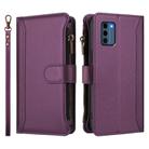 For Nokia C300 Magnetic Closure 9 Card Slots Zipper Leather Case with Hand Strap(Purple) - 2