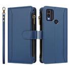 For Nokia C22 Magnetic Closure 9 Card Slots Zipper Leather Case with Hand Strap(Dark Blue) - 2