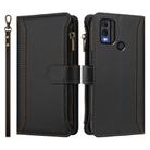 For Nokia C22 Magnetic Closure 9 Card Slots Zipper Leather Case with Hand Strap(Black) - 2