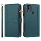 For Nokia C22 Magnetic Closure 9 Card Slots Zipper Leather Case with Hand Strap(Dark Green) - 2