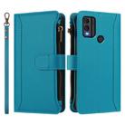 For Nokia C22 Magnetic Closure 9 Card Slots Zipper Leather Case with Hand Strap(Turquoise) - 2