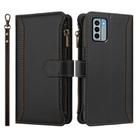 For Nokia G22 Magnetic Closure 9 Card Slots Zipper Leather Case with Hand Strap(Black) - 2