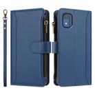 For Nokia C02 Magnetic Closure 9 Card Slots Zipper Leather Case with Hand Strap(Dark Blue) - 2