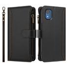 For Nokia C02 Magnetic Closure 9 Card Slots Zipper Leather Case with Hand Strap(Black) - 2
