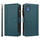 For Nokia C02 Magnetic Closure 9 Card Slots Zipper Leather Case with Hand Strap(Dark Green) - 2