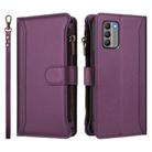 For Nokia G400 Magnetic Closure 9 Card Slots Zipper Leather Case with Hand Strap(Purple) - 2