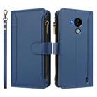For Nokia C30 Magnetic Closure 9 Card Slots Zipper Leather Case with Hand Strap(Dark Blue) - 2