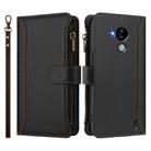For Nokia C30 Magnetic Closure 9 Card Slots Zipper Leather Case with Hand Strap(Black) - 2