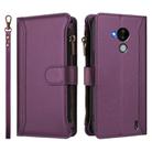 For Nokia C30 Magnetic Closure 9 Card Slots Zipper Leather Case with Hand Strap(Purple) - 2