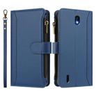 For Nokia C01 Plus / C1 2nd Edition Magnetic Closure 9 Card Slots Zipper Leather Case with Hand Strap(Dark Blue) - 2
