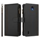 For Nokia C01 Plus / C1 2nd Edition Magnetic Closure 9 Card Slots Zipper Leather Case with Hand Strap(Black) - 2
