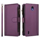 For Nokia C01 Plus / C1 2nd Edition Magnetic Closure 9 Card Slots Zipper Leather Case with Hand Strap(Purple) - 2