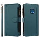 For Nokia XR20 Magnetic Closure 9 Card Slots Zipper Leather Case with Hand Strap(Dark Green) - 2