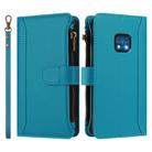 For Nokia XR20 Magnetic Closure 9 Card Slots Zipper Leather Case with Hand Strap(Turquoise) - 2