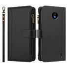 For Nokia C10 / C20 Magnetic Closure 9 Card Slots Zipper Leather Case with Hand Strap(Black) - 2