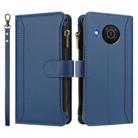 For Nokia X20 / X10 Magnetic Closure 9 Card Slots Zipper Leather Case with Hand Strap(Dark Blue) - 2
