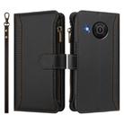 For Nokia X20 / X10 Magnetic Closure 9 Card Slots Zipper Leather Case with Hand Strap(Black) - 2