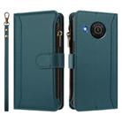 For Nokia X20 / X10 Magnetic Closure 9 Card Slots Zipper Leather Case with Hand Strap(Dark Green) - 2
