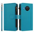For Nokia X20 / X10 Magnetic Closure 9 Card Slots Zipper Leather Case with Hand Strap(Turquoise) - 2