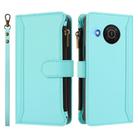 For Nokia X20 / X10 Magnetic Closure 9 Card Slots Zipper Leather Case with Hand Strap(Mint Green) - 2
