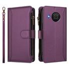 For Nokia X20 / X10 Magnetic Closure 9 Card Slots Zipper Leather Case with Hand Strap(Purple) - 2