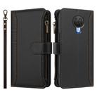 For Nokia 6.3 / G20 / G10 Magnetic Closure 9 Card Slots Zipper Leather Case with Hand Strap(Black) - 2