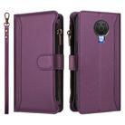 For Nokia 6.3 / G20 / G10 Magnetic Closure 9 Card Slots Zipper Leather Case with Hand Strap(Purple) - 2