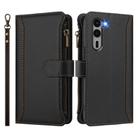 For Fujitsu Arrows We2 Plus Magnetic Closure 9 Card Slots Zipper Leather Case with Hand Strap(Black) - 2