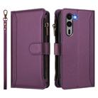 For Fujitsu Arrows We2 Plus Magnetic Closure 9 Card Slots Zipper Leather Case with Hand Strap(Purple) - 2