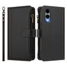 For Fujitsu Arrows We2 Magnetic Closure 9 Card Slots Zipper Leather Case with Hand Strap(Black) - 2