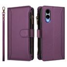 For Fujitsu Arrows We2 Magnetic Closure 9 Card Slots Zipper Leather Case with Hand Strap(Purple) - 2