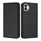 For Nothing Phone 1 Strong Magnetic Frosted Flip Leather Phone Case(Black) - 1