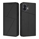 For Nothing Phone 2 Strong Magnetic Frosted Flip Leather Phone Case(Black) - 1
