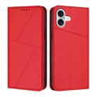 For iPhone 16 Plus Strong Magnetic Frosted Flip Leather Phone Case(Red) - 1